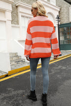 Striped Balloon Sleeve Knit Pullover (8)