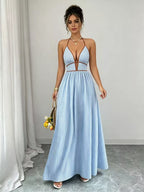 Striped Halter Neck Maxi Dress (3)