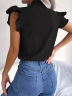 Bow Tie Ruffle Sleeve Blouse (13)