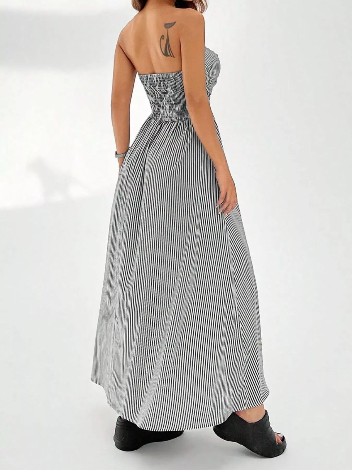 Striped Strapless Casual Maxi Dress (10)