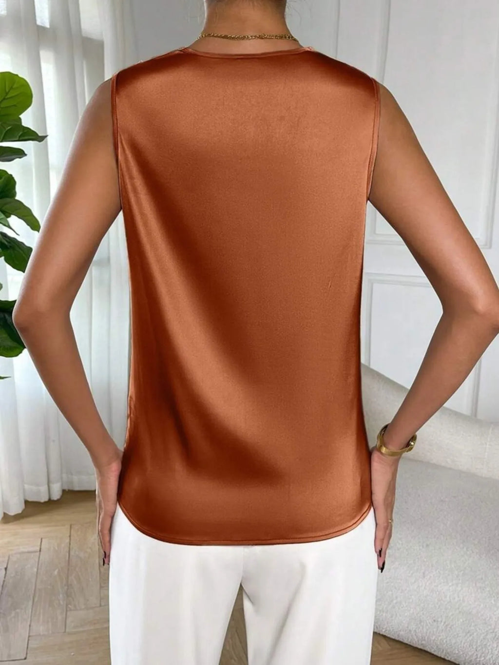 Satin Cowl Neck Sleeveless Blouse (14)