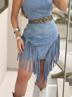 Fringe Square Neck Bodycon Mini Dress (3)