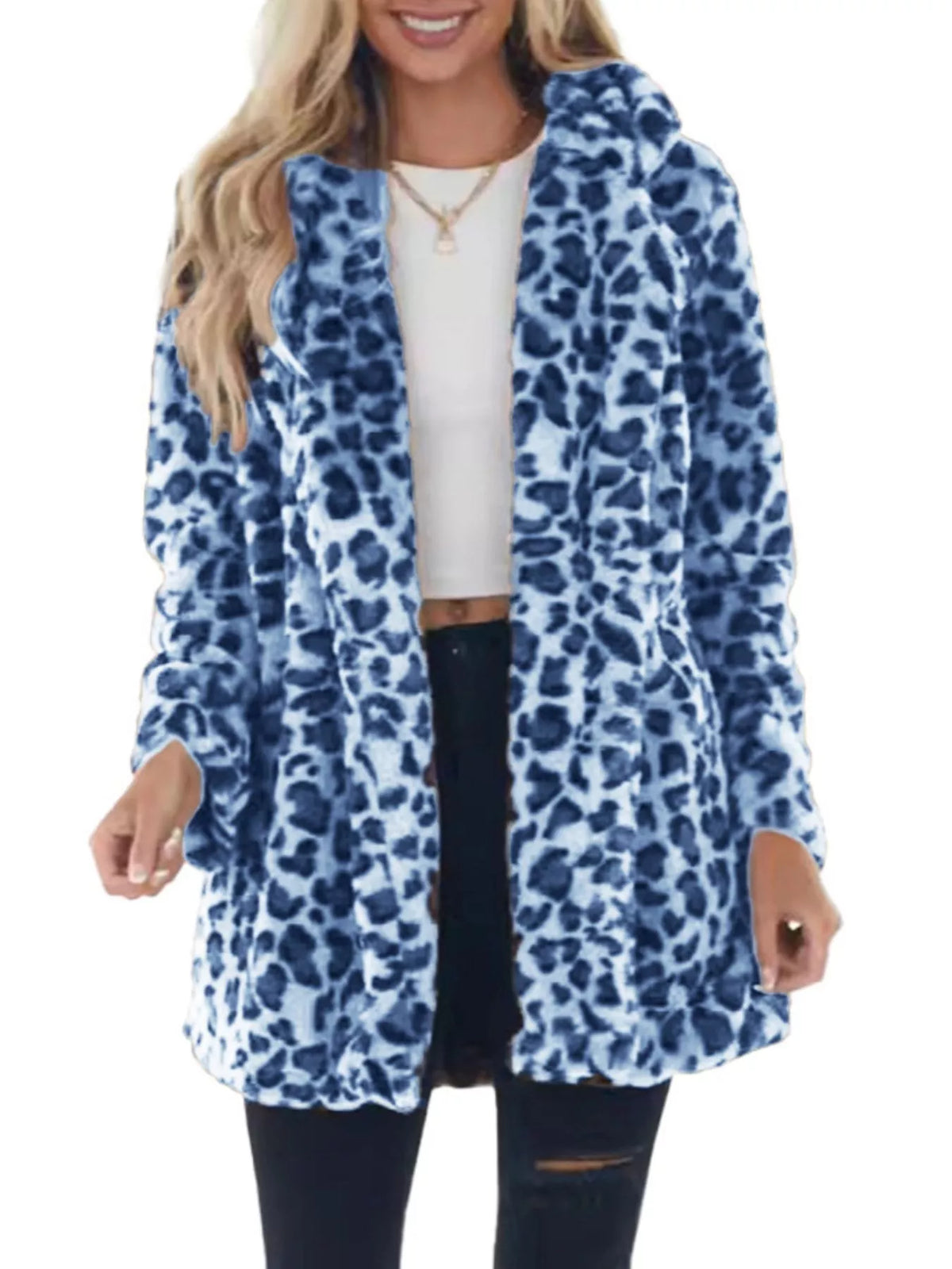 Full Size Leopard Open Front Outerwear Plus (4)
