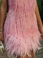 Full Size Sequin Feather Fringe Mini Dress Plus (7)