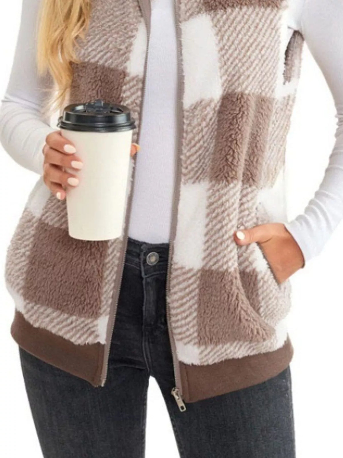 Full Size Block Zip Up Vest Coat Plus (21)