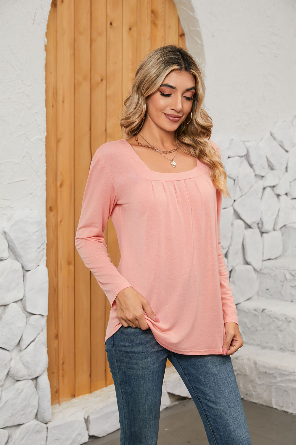 Square Neck Long Sleeve T-shirt (3)