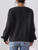 Floral Applique V-neck Sweater (11)