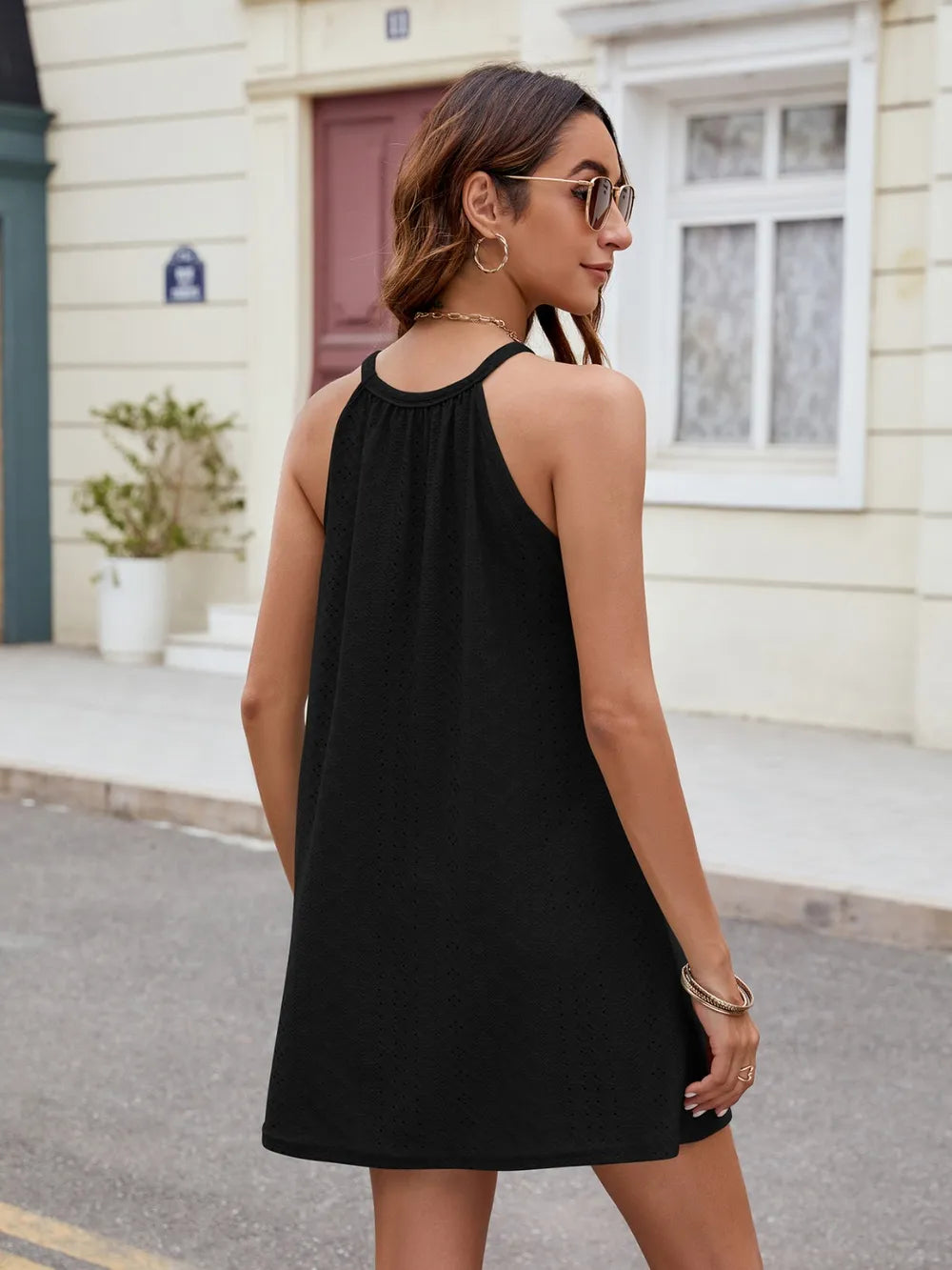 Eyelet Sleeveless Mini Dress (15)