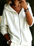 Full Size Zip-up Dropped Shoulder Hoodie Plus