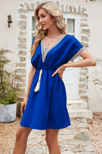 Tassel V-neck Short Sleeve Dress (13)