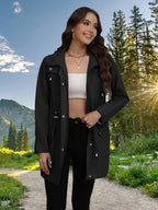 Drawstring Snap-down Trench Coat (6)