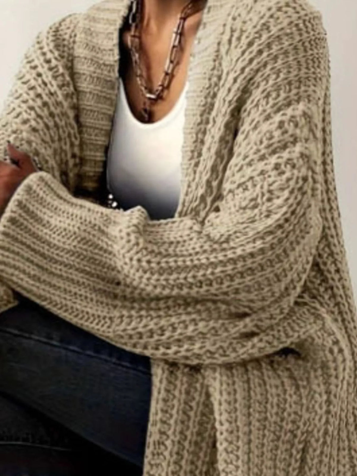 Chunky Knit Open Front Cardigan (14)