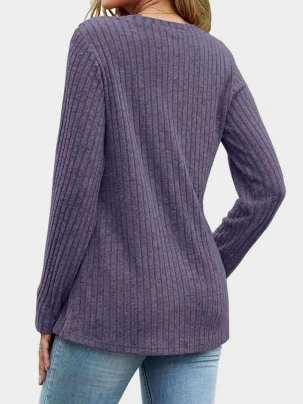 V-neck Long Sleeve T-shirt (10)