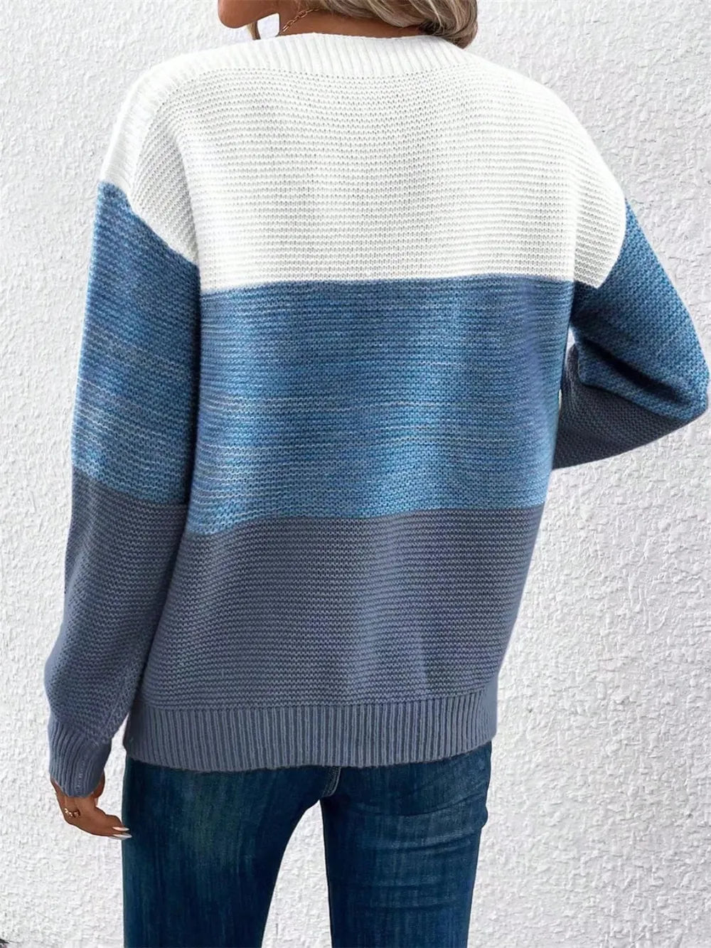 Block Drop Shoulder Long Sleeve Sweater (20)