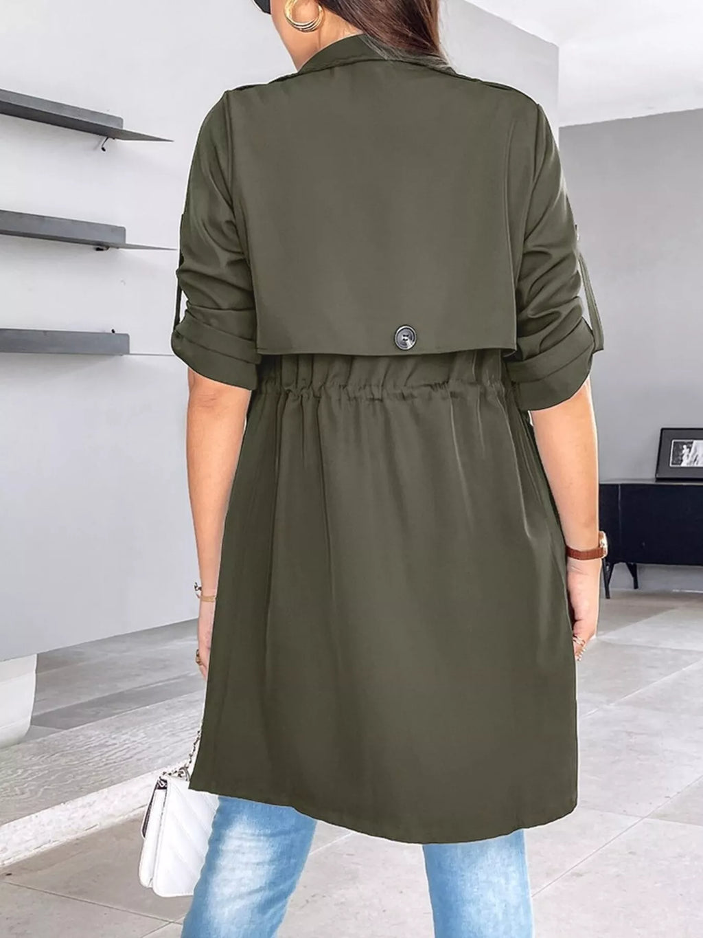 Drape Collar Lightweight Trench Coat (16)