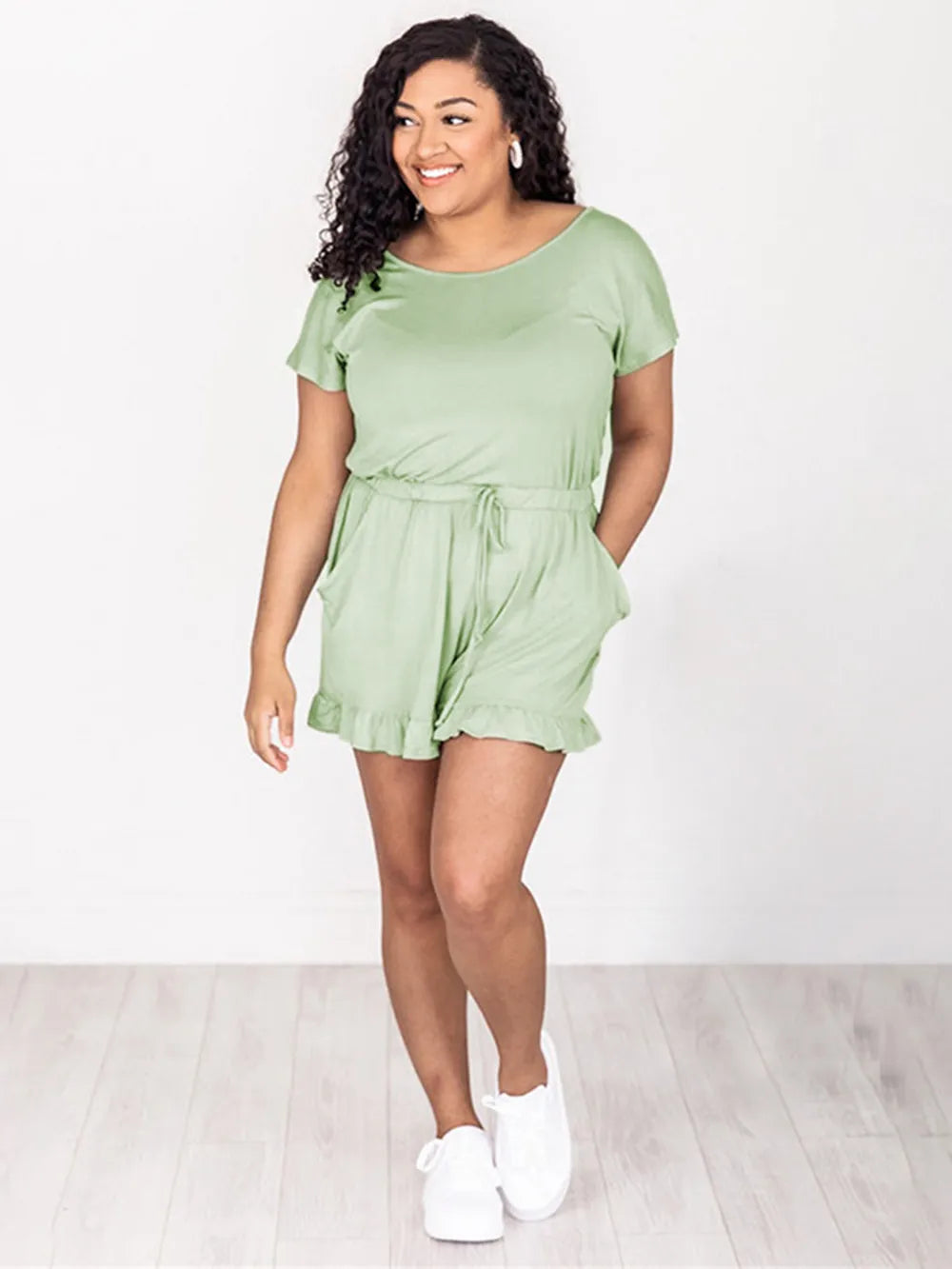 Ruffled Boat Neck Short Sleeve Romper (23)