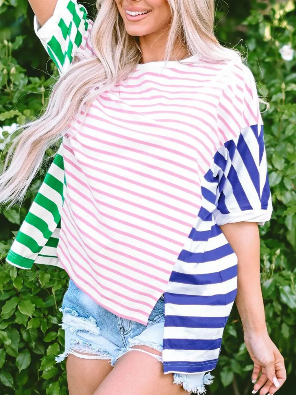 Colorful Striped Oversized T-shirt (14)