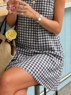 Gingham Sleeveless A-line Mini Dress (4)