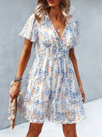 Floral Wrap Dress Flutter Sleeves (3)