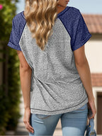 Contrast Notched Short Sleeve T-shirt (2)