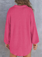 Casual Waffle Knit Button Detail Blouse (17)
