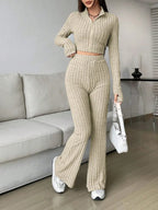 Zip Up Long Sleeve Top Pants Set (6)