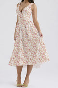 Floral V-neck Sleeveless Midi Dress Pockets (5)
