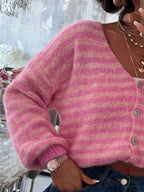 Striped Knit Button-down Cardigan (2)