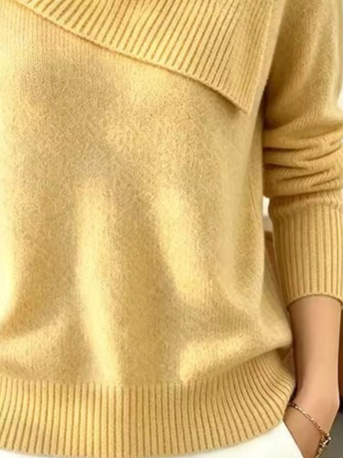 Full Size Asymmetric Ribbed Collar Sweater Plus (18)