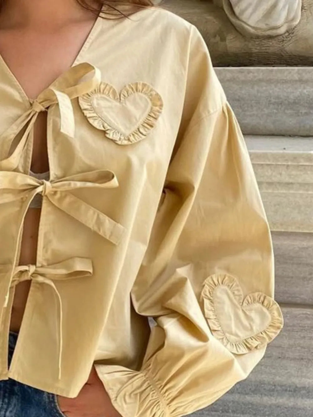 Tied Flounce Sleeve Blouse (2)