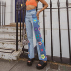 Pattern Colorblock Bootcut Jeans photo 4