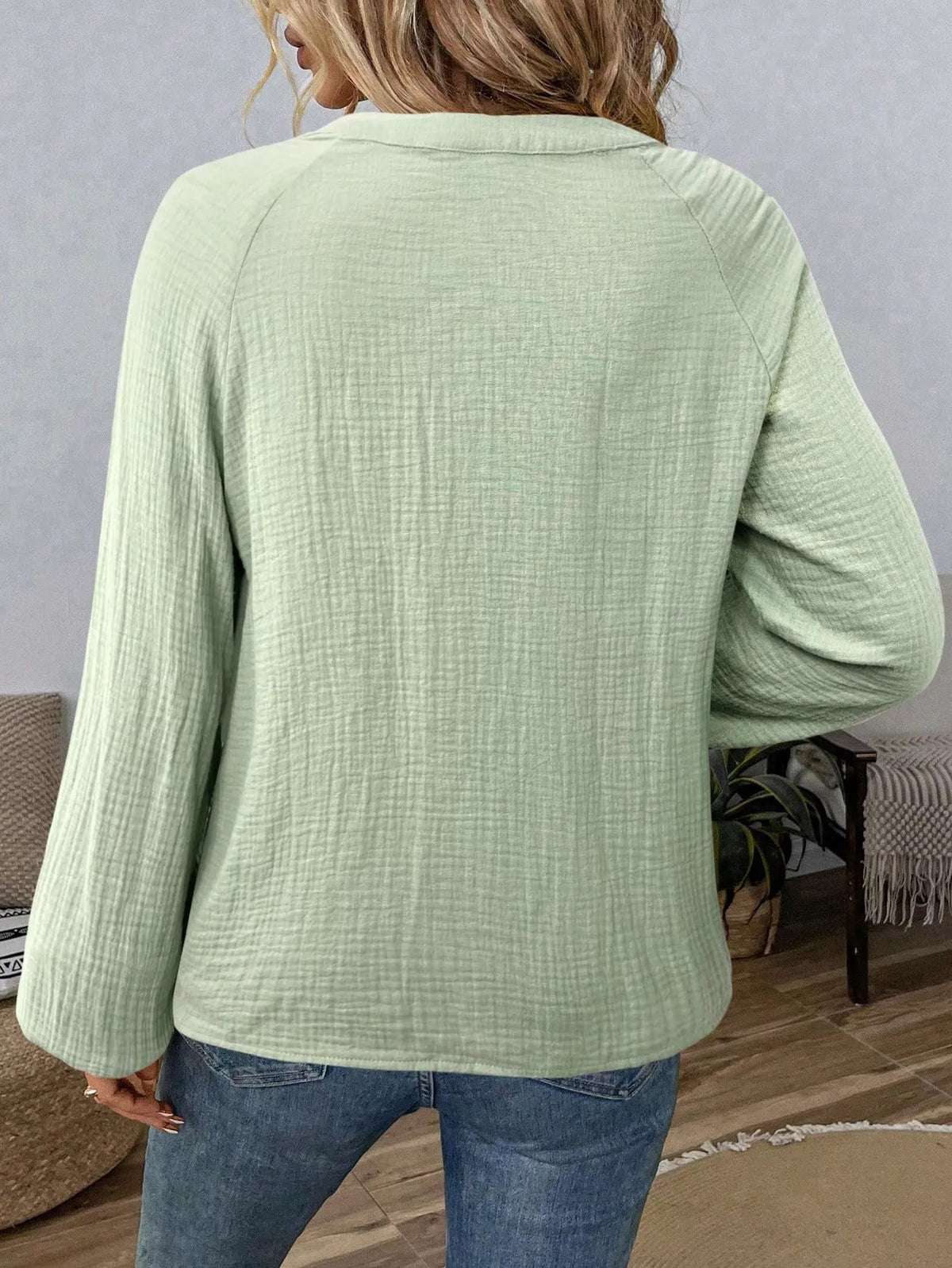 Paisley Notched Balloon Sleeve Blouse (23)
