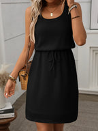 Waffle-knit Drawstring Mini Tank Dress (6)