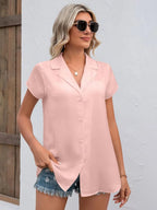 Button Up Collared Neck Short Sleeve Shirt (13)