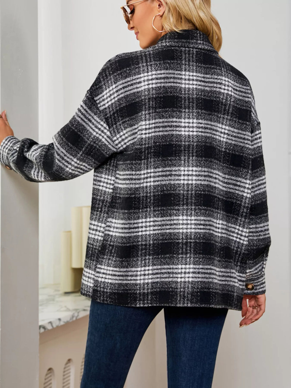 Plaid Button Up Long Sleeve Shacket (11)