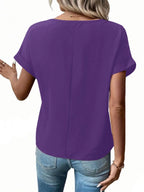Casual Zipper Front Short Sleeve Blouse (15)