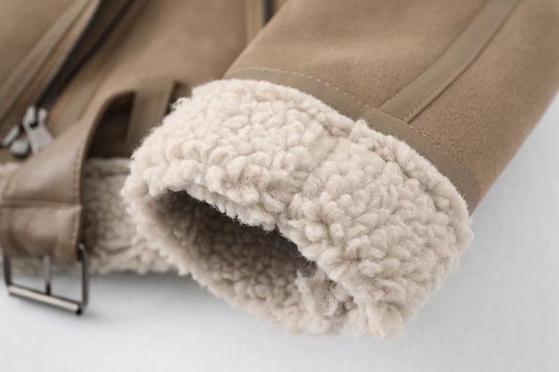 Fleece Autumn Winter Suede Fur Jacket Motorcycle photo 10