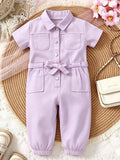 Children's Short Sleeve Belt Jumpsuit (2)