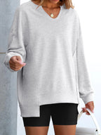 Notched Long Sleeve Oversized Sweatshirt (21)