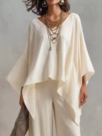 V-neck Wide-leg Two-piece Set (2)