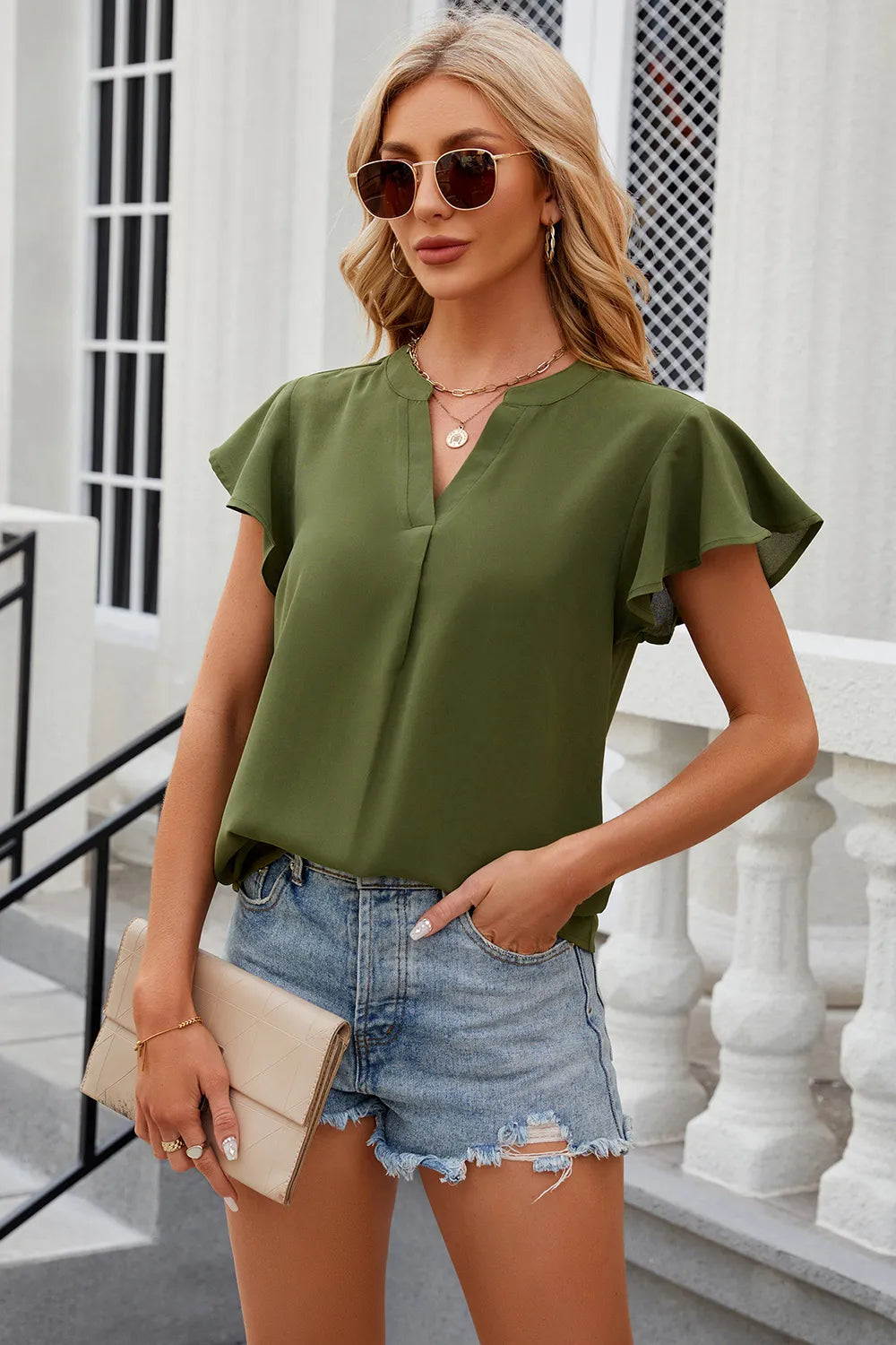 Notched Cap Sleeve T-shirt (19)