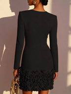 V-neck Dress Rose Embellishment (3)