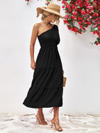 Smocked One-shoulder Midi Dress (9)