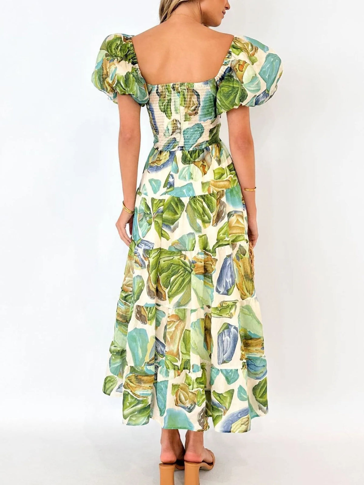 Off-shoulder Floral Tiered Dress Ruffle Details (15)