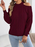 Cold Shoulder Cable Knit Sweater (17)