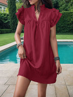 Frill Notched Flounce Sleeve Mini Dress (5)