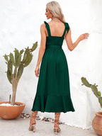 Square Neck Tie Strap Midi Dress (6)