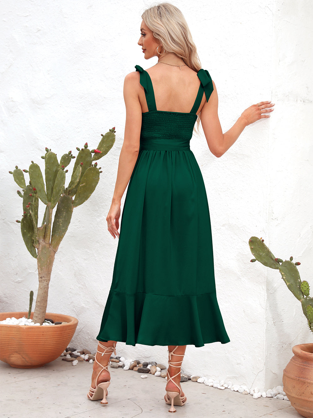 Square Neck Tie Strap Midi Dress (6)