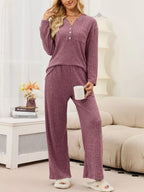 Ribbed Knit Top Wide-leg Pants Set (19)