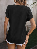 Textured Surplice Short Sleeve Blouse (20)